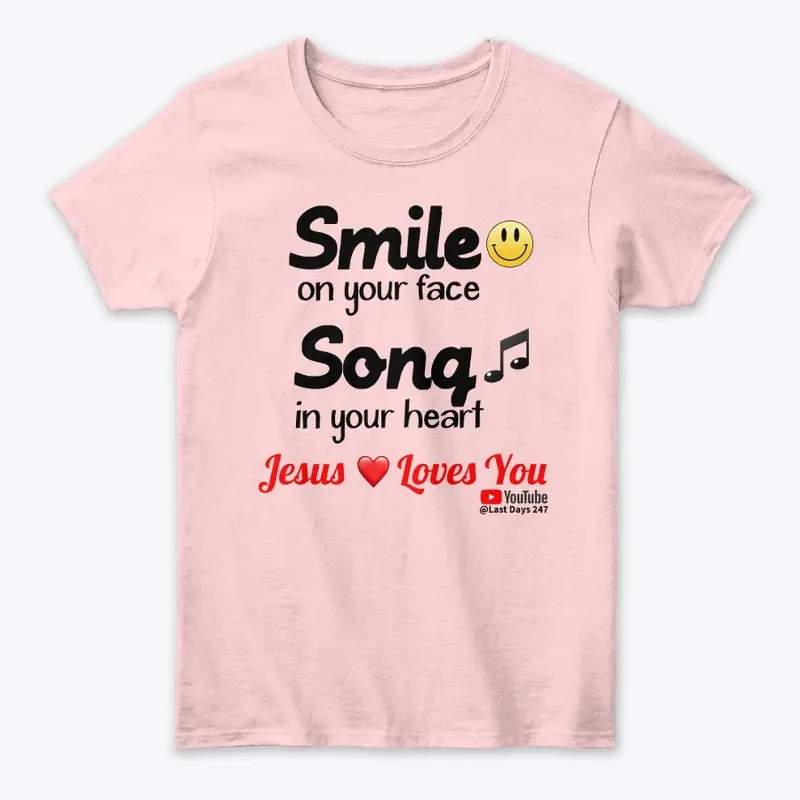 Women's Smile On Your Face Tee-Blk Font